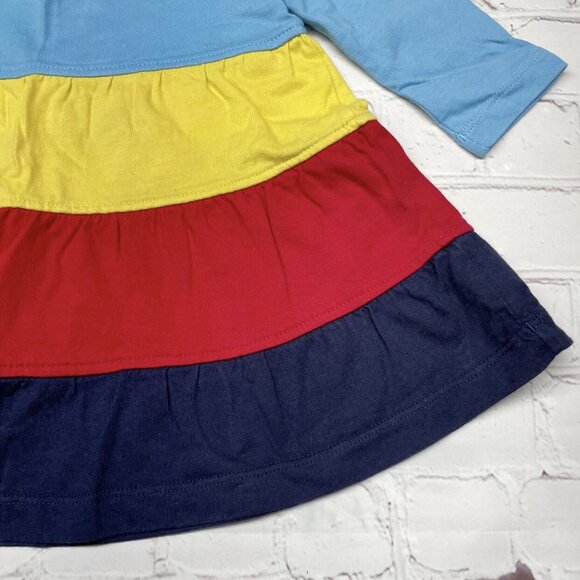 Hanna Andersson Rainbow Tiered Twirl Dress Size 70 Cotton Long Sleeved - Picture 2 of 6